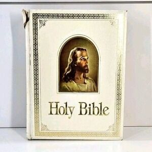 Vintage Holy Bible Regency Color Illustrations KJV Words of Christ In Red Family